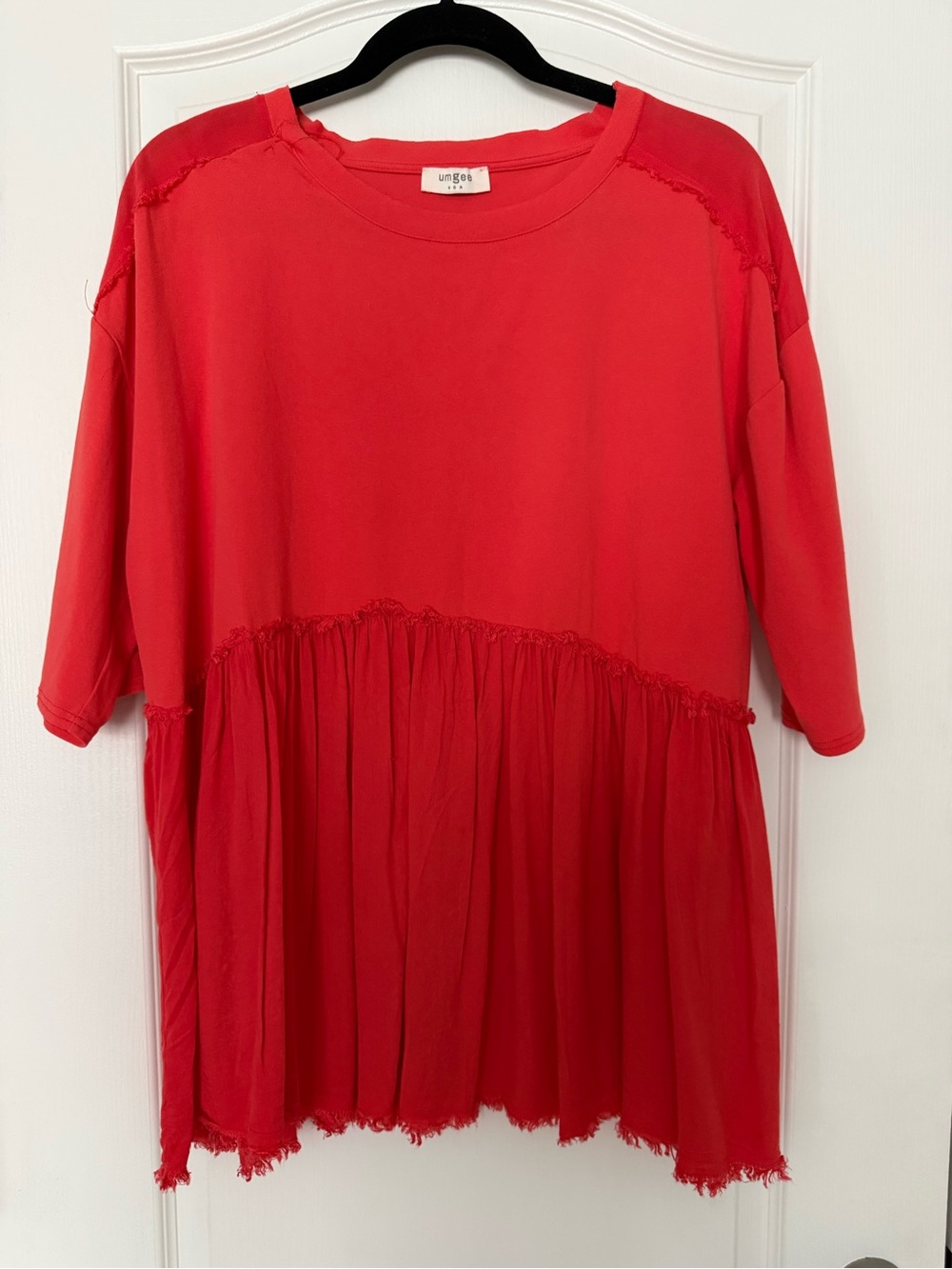 Umgee Coral Red Crewneck Top
